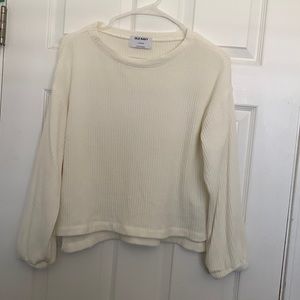 Cream Knitted Cropped Long Sleeve Top